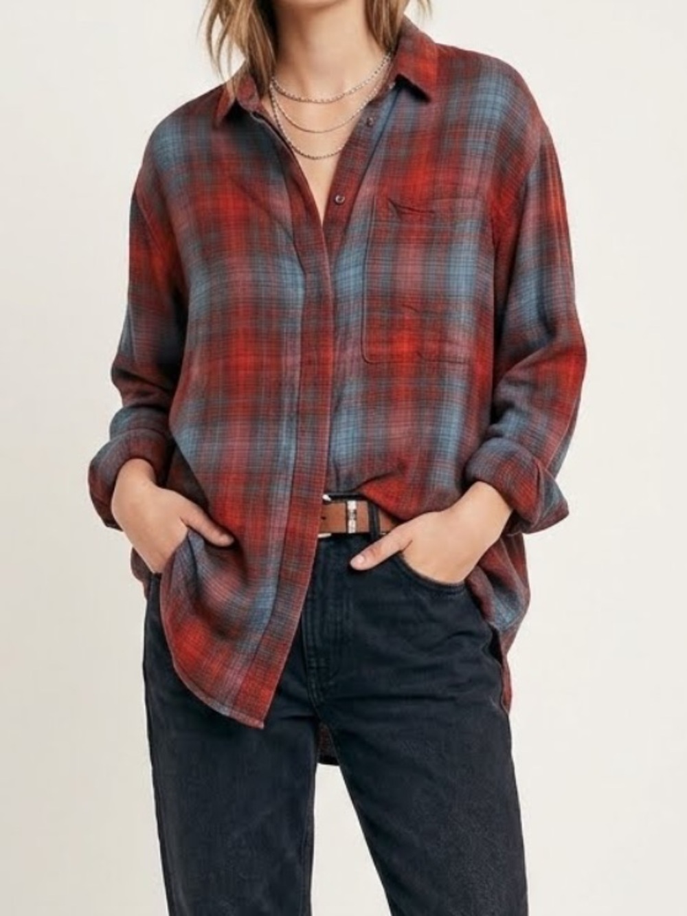 URBAN OUTFITTERS | BDG Plaid Button Down Oversized Boyfriend Flannel Shirt Small